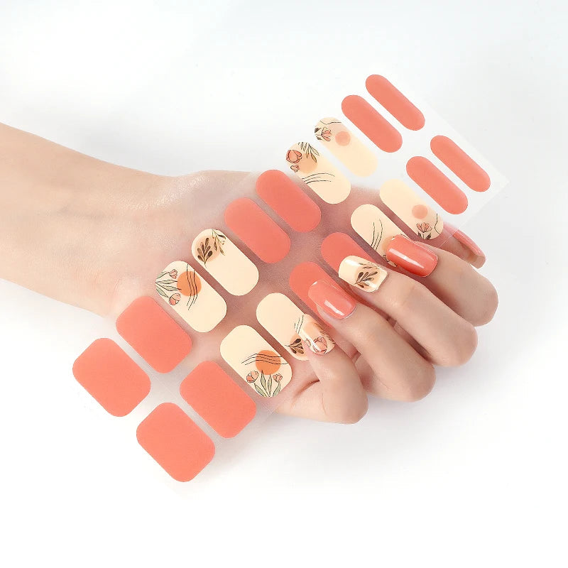 Brzoskwiniowe floral line‑art