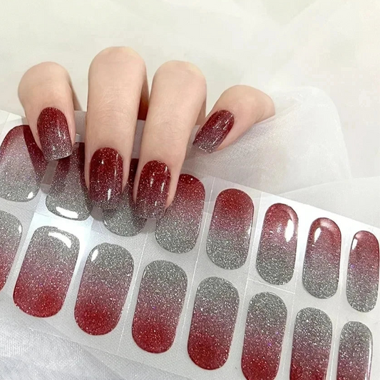 Czerwono Srebrne OMBRE